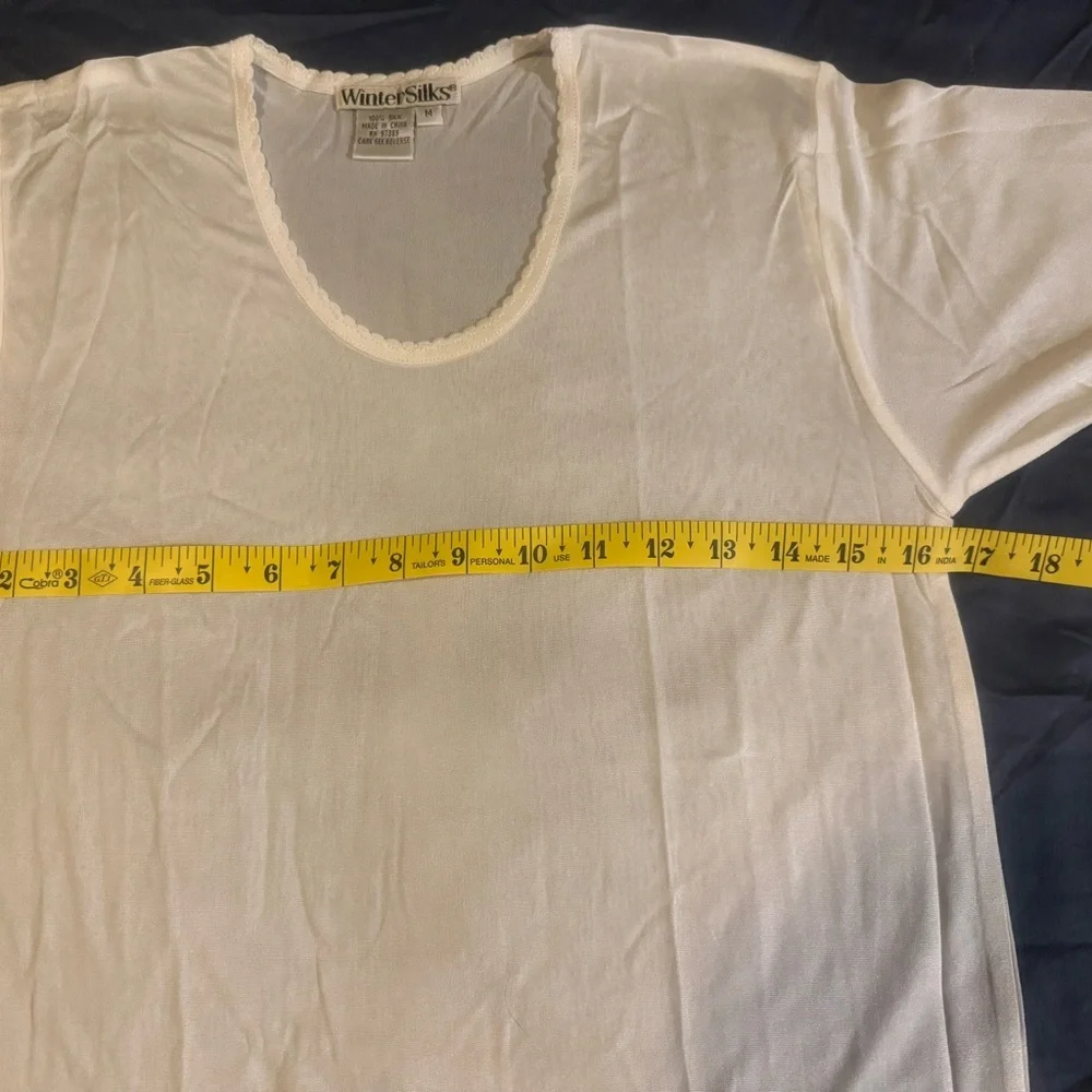 WinterSilks Cream Long Sleeve Women's Silk Top (2) - Picture 6 of 8